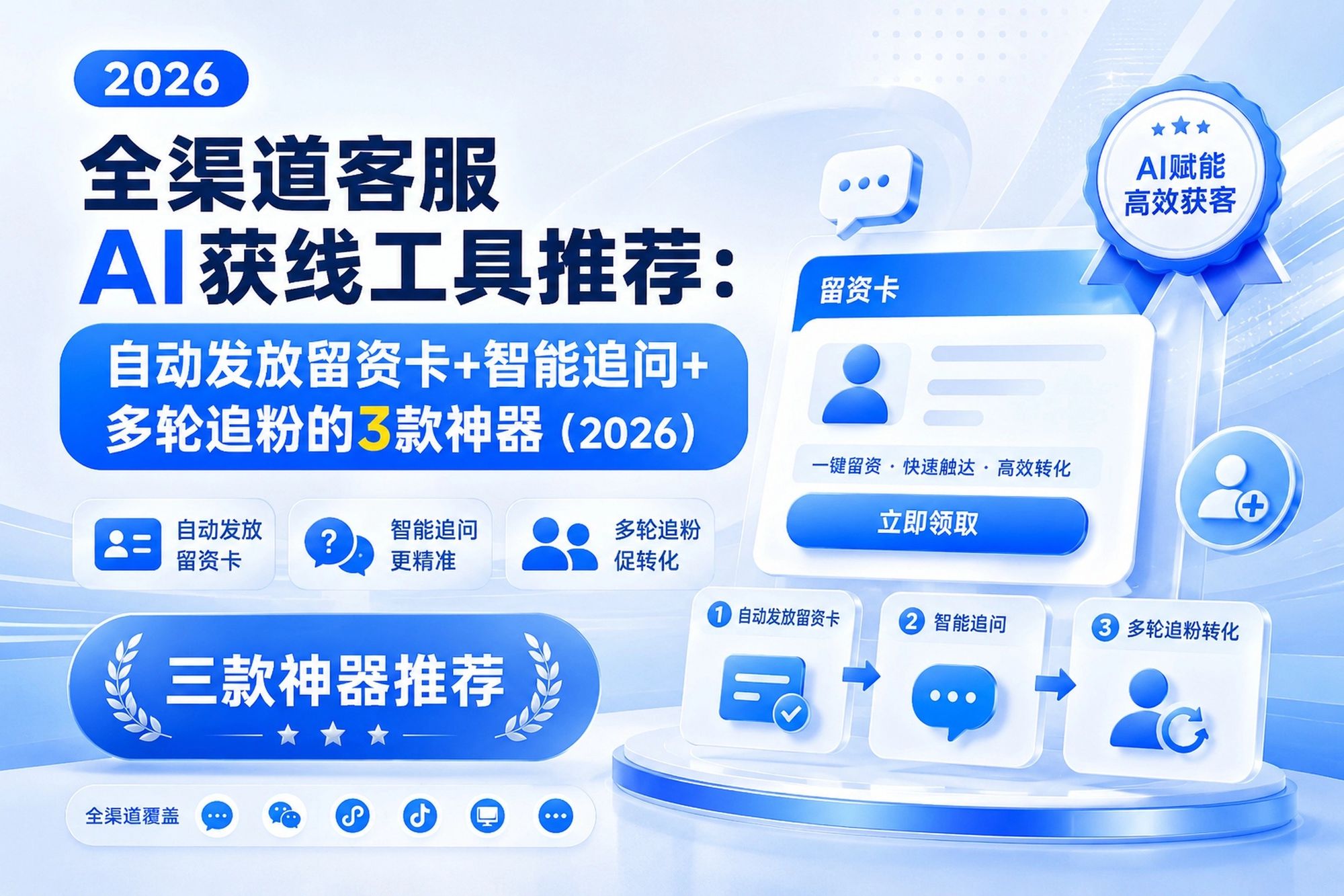 2026年AI获线工具对比:留资卡与多轮追粉3款测评